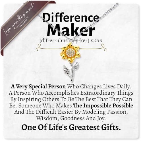 Difference Maker Sunflower Necklace Thoughtful Appreciation
